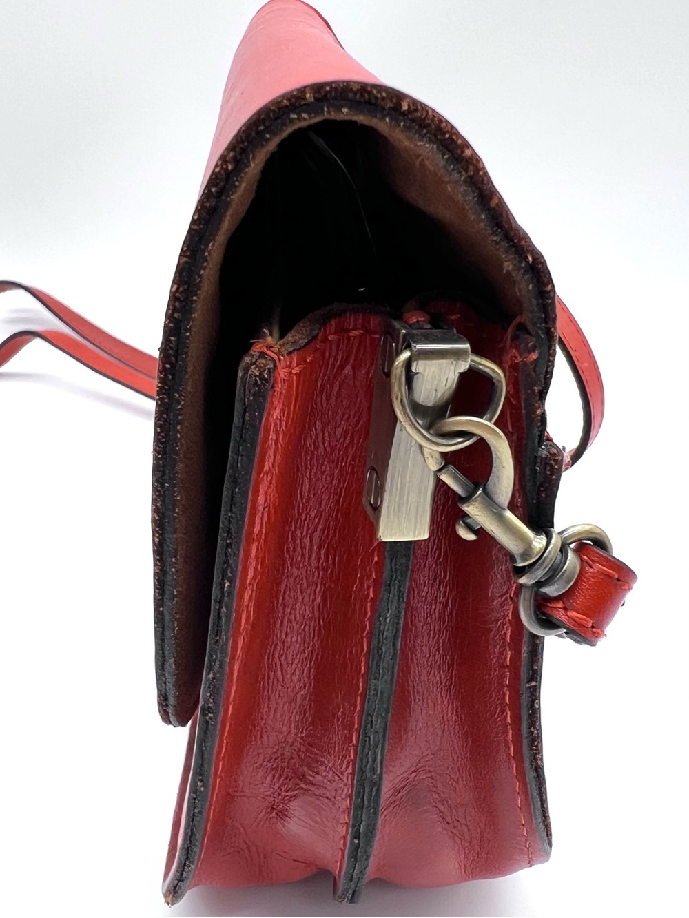 Patricia Nash Tooled Leather Crossbody Saddle Bag Red Ring Flap - Picture 9 of 16